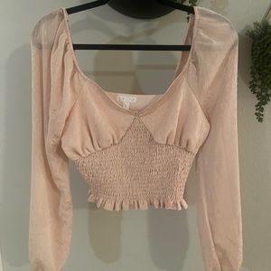 Leith Long Sleeve Pink Night Out Top Ruched Crop Top